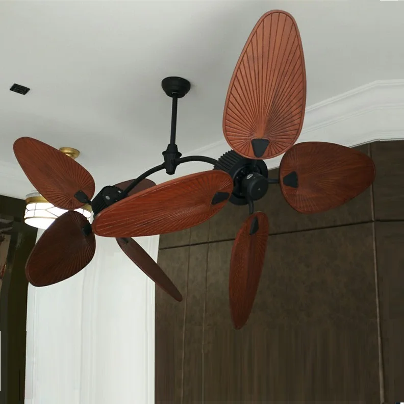 Высококачественный потолочный вентилятор ручной работы из натуральной древесины с двойными лопастями без света