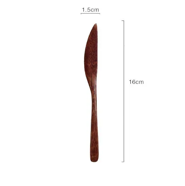 16CM Natural Dark Wood spreader knife Wood Butter Cheese knife