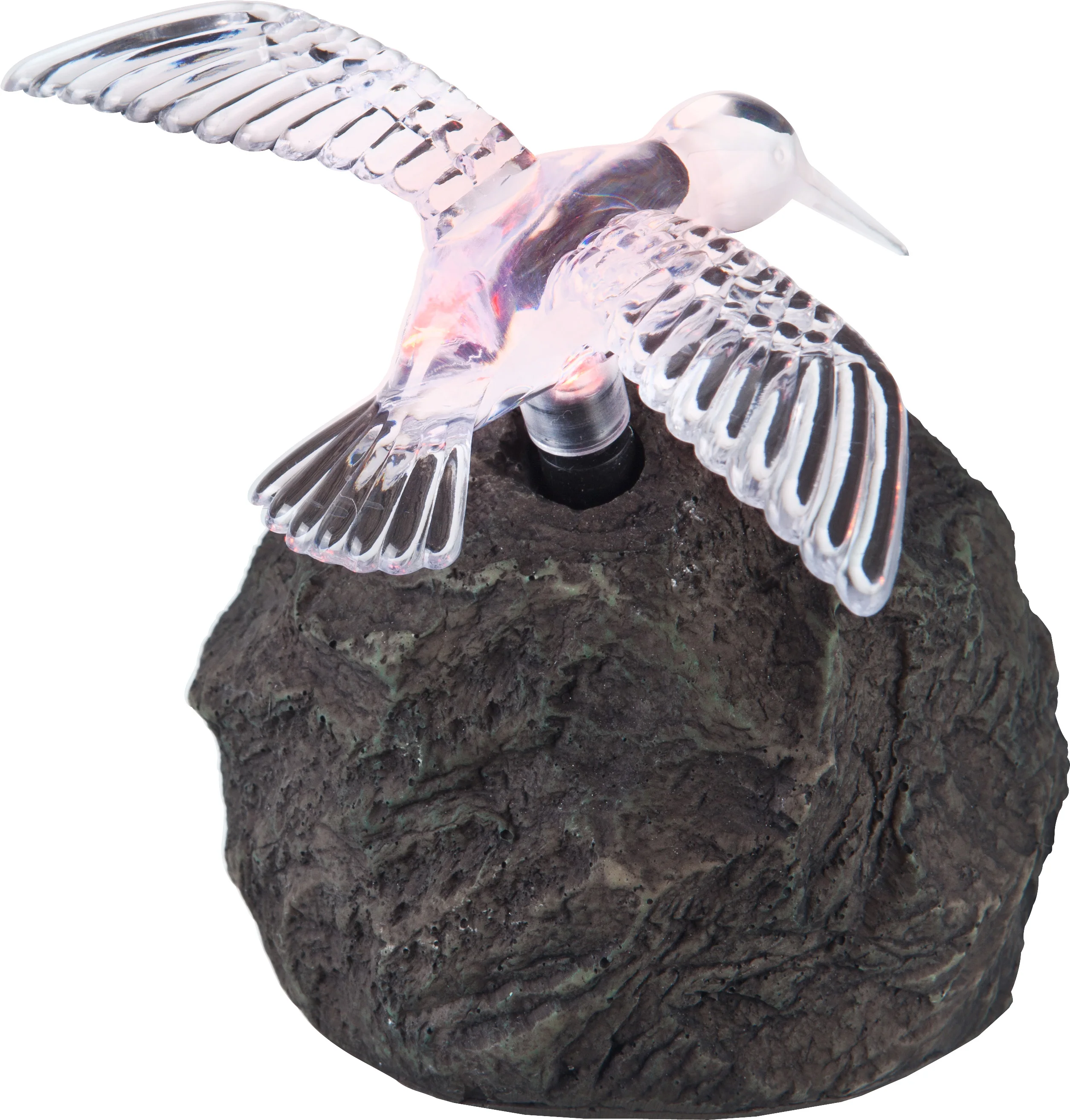 
KINGLAND New Creative Evergreen Garden Polystone bird Solar Garden Stones, solar waterproof motion sensor light 