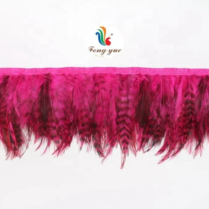 chicken feather fringe trim with satin ribbon tapes