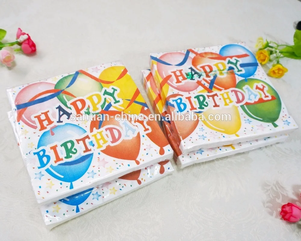 Custom Designed 2-3ply Folded Paper Napkins 20 Pcs/pack OEM ODM Birthday Party Supplies Cocktail Serviettes