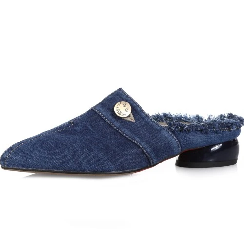 High quality canvas shoes for ladies women jeans mules for Spring Summer new designs women slippers