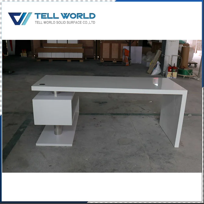 
High tech computer desks acrylic white glossy modern desk 