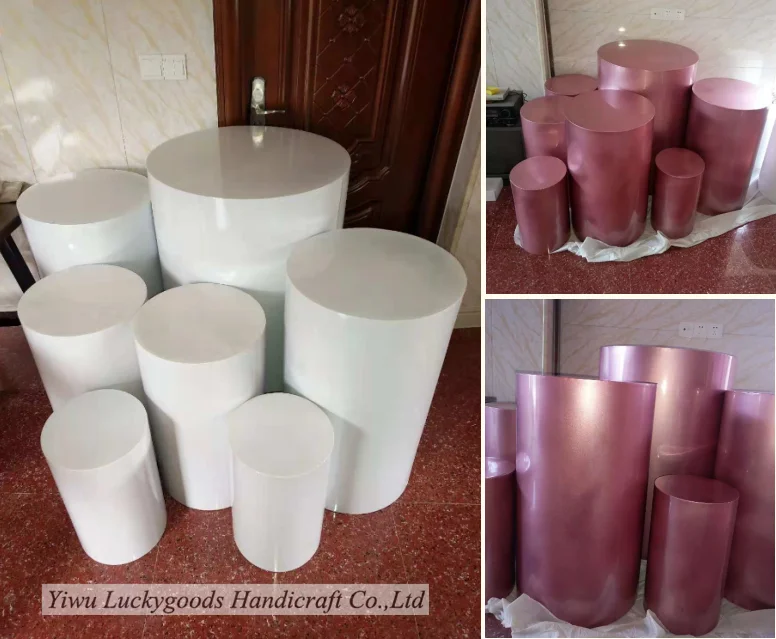 LG20181130-6 Wedding colorful cylinder plinthes for wedding decoration stage
