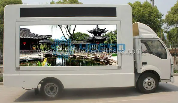 Outdoor Mobile Advertising Truck with one side LED screen and one side rolling lightbox