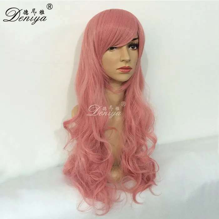 
Japanese cosplay wig green pink long curly hair wig synthetic 