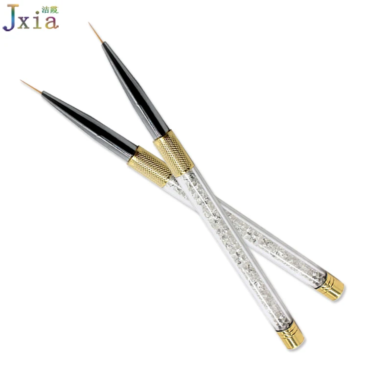 Jiexia Factory Supply Gold Metal Gel Nail Art Brush Crystal Rhinestone Style Nail Detail Liner Painting Brush
