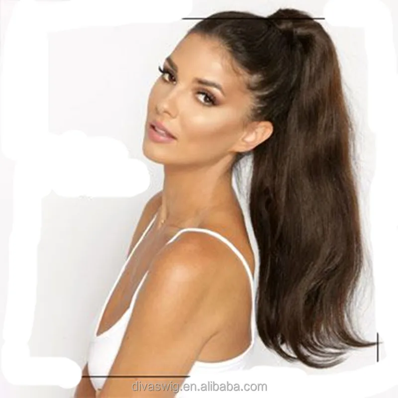 10A grade 100% Human Hair Ponytails Extension wavy straight  Brazilian Human Hair Ponytails