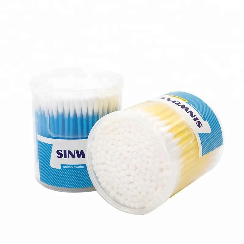 Double - end OEM quality bioclean pollution free plastic sticks cotton swabs