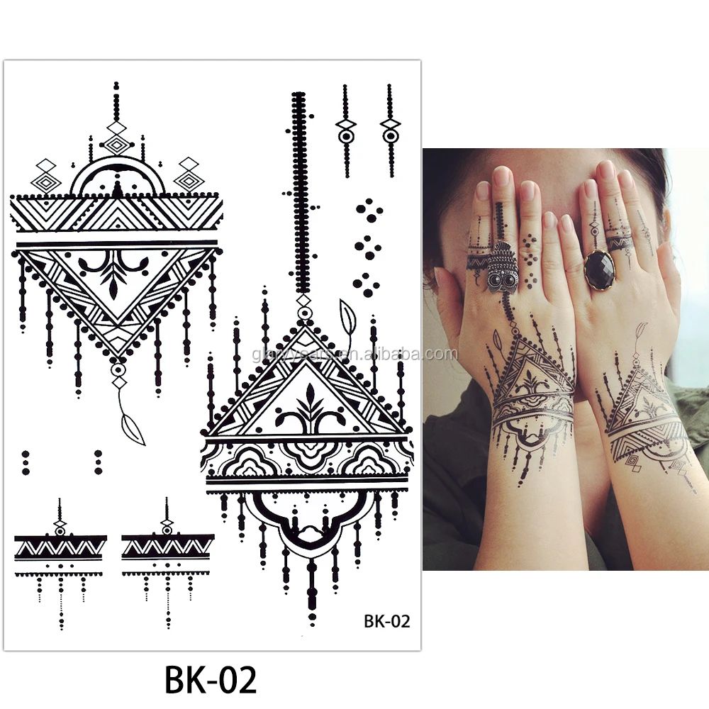 Custom Arabic Henna Black Temporary Tattoo Sticker Makeup Tool