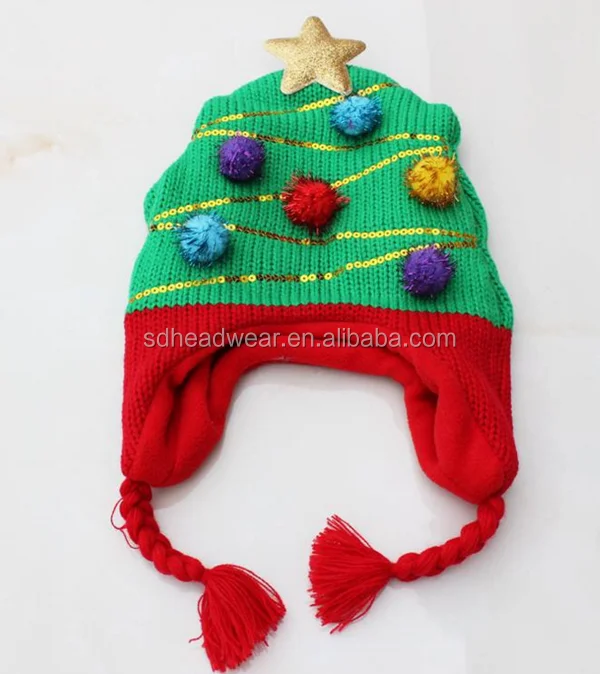 knit acrylic baby hat, baby funky knitted hat, knitted baby christmas hat