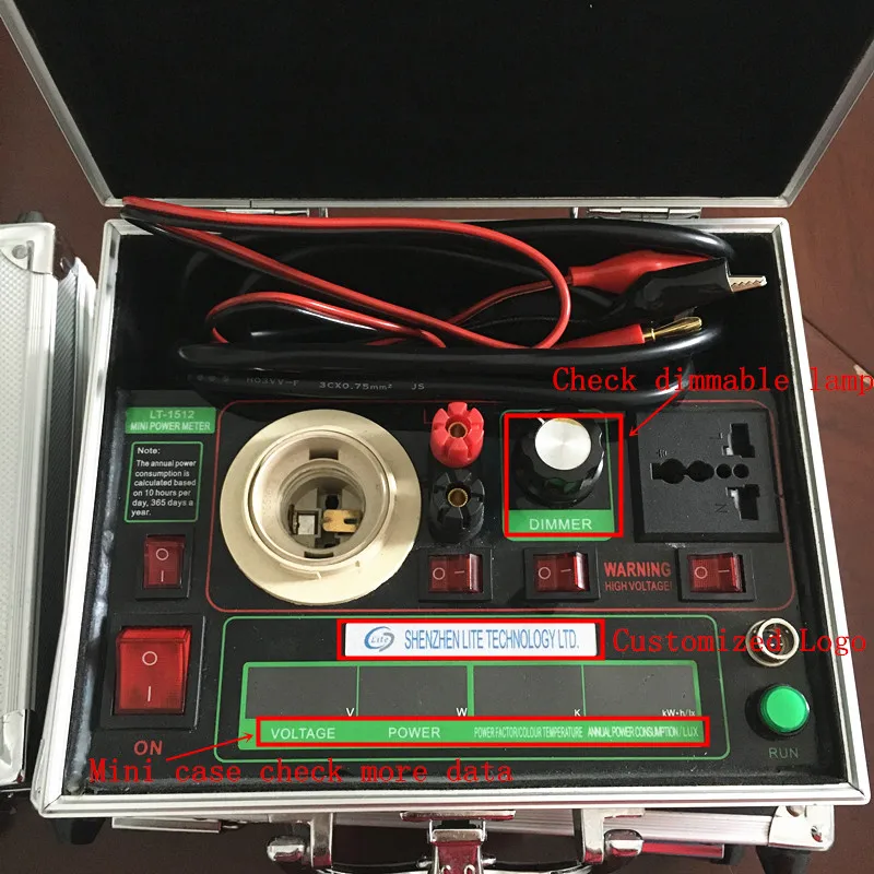 Mini AC Lux power meter patent portable precise quick speed with flicker and dimmer test device at homes and laboratories