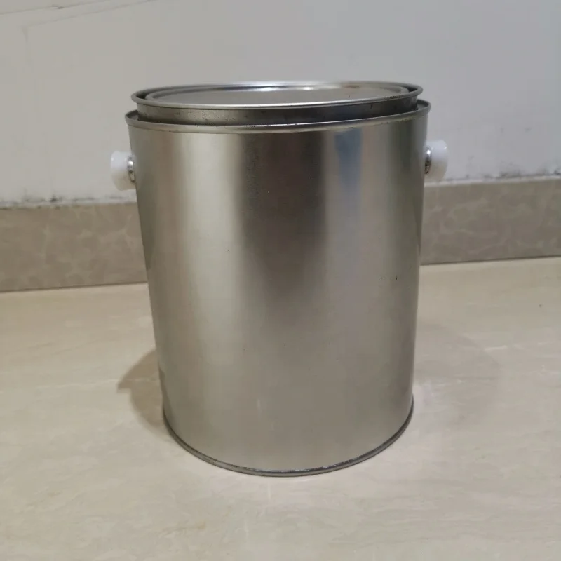Open Top 4 liter Round Metal Paint Tin Cans with Plastic Handle