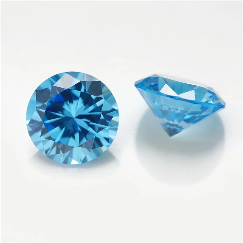 Aquamarine Color 1mm ~10mm Round Synthetic Cubic Zirconia stone prices
