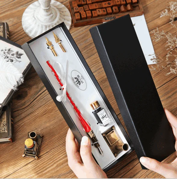 Creative Handmade Glass Pens multi color options Pattern Transparent Pen Gift Set sign pen wholesale