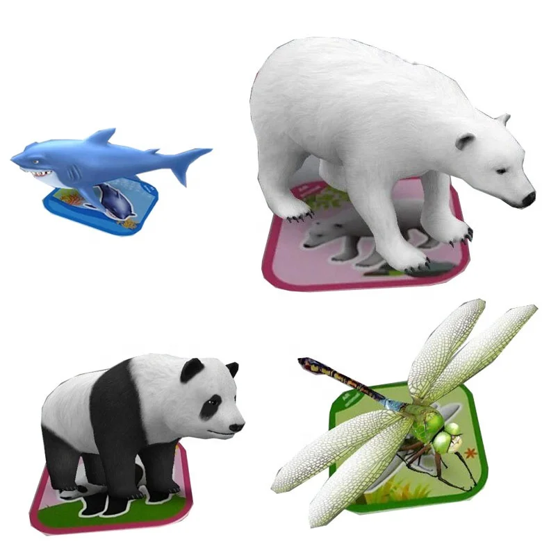 100PCS Animals  Flash Cards Fancy Zoo Fun Education Animals Augmented Reality 4D AR Educational Learning Cards
