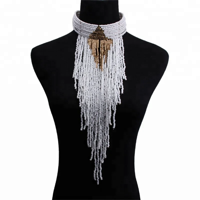 
multilayer boho patterns seed latest design beads necklace 