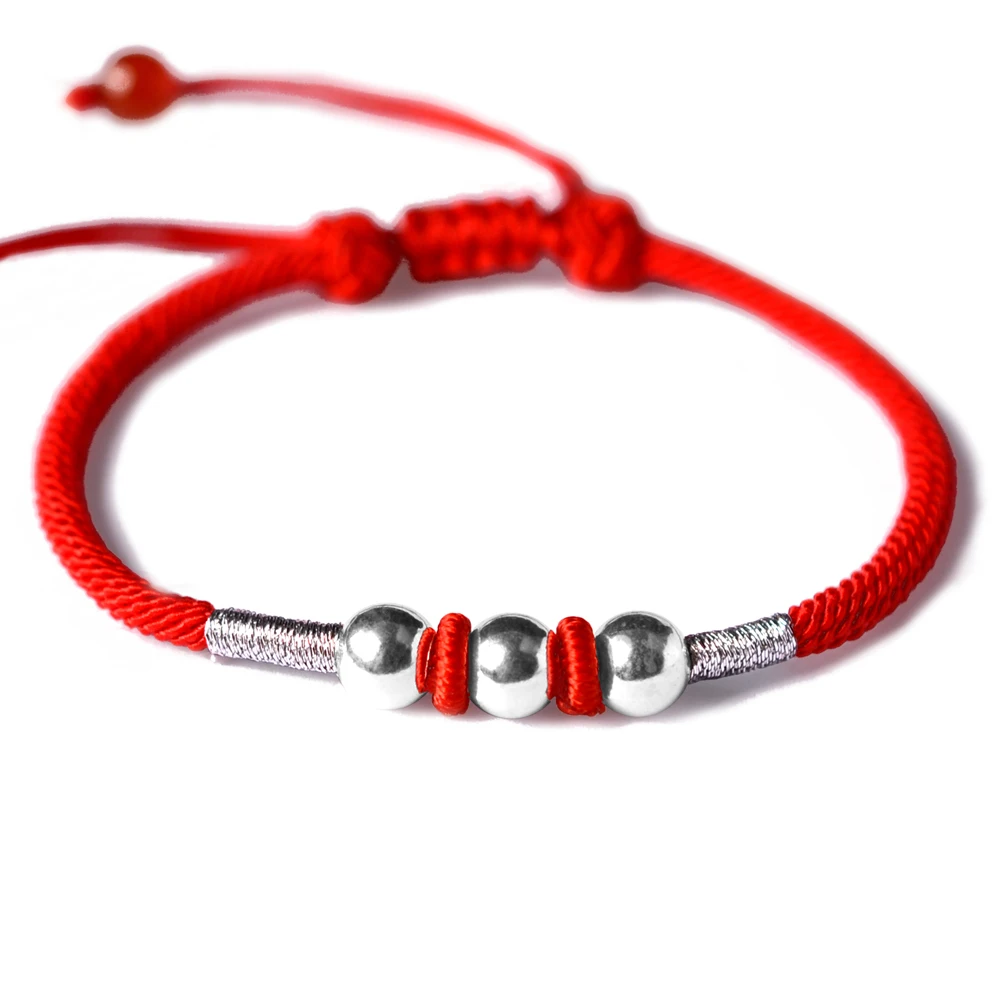 
LONGJIE factory direct wholesale manual weaving transfer 925 sterling silver bead red rope bracelet accept customized 