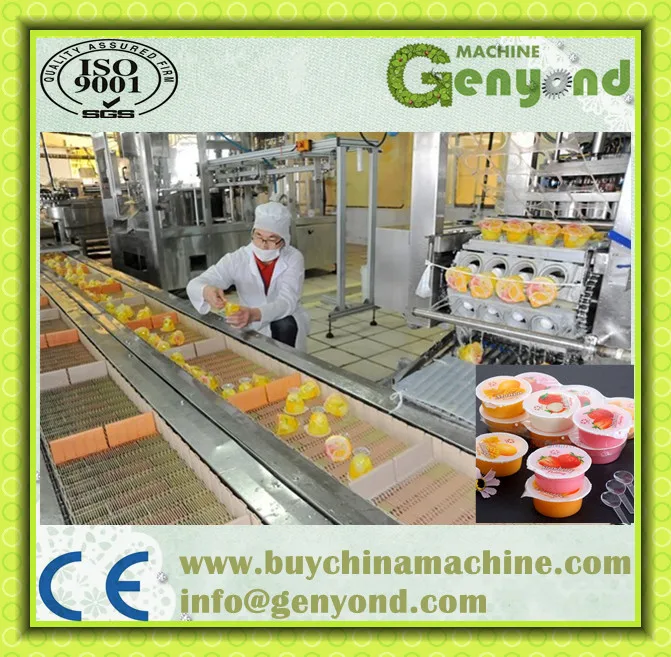 Factory assorted fruit cup packed pudding cup filling sealing packing making machine jelly processing plant production line