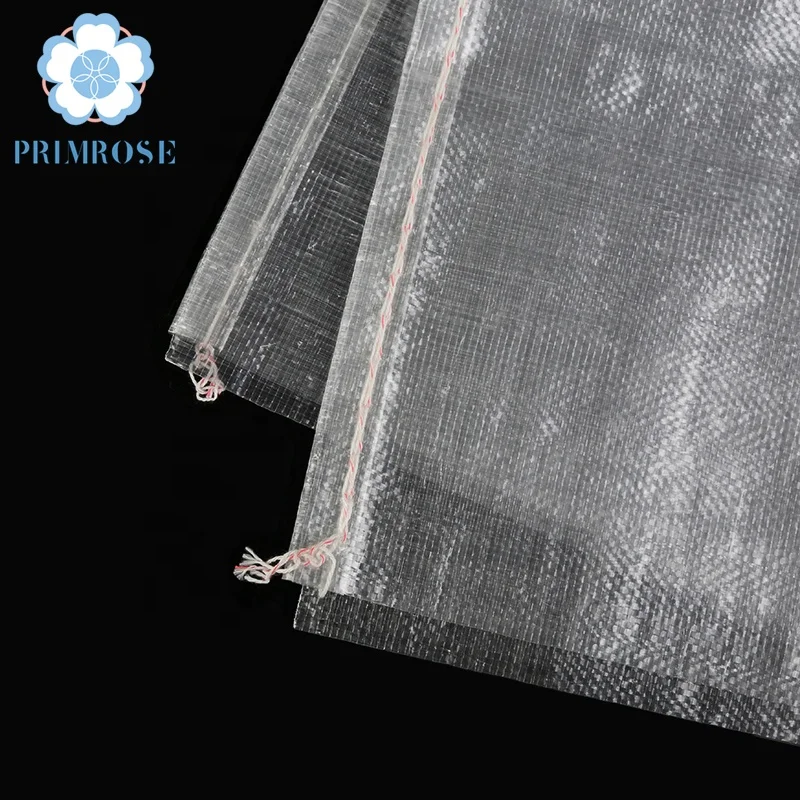 
100% polypropylene customized 25kg 50kg transparent rice packing pp woven bag 