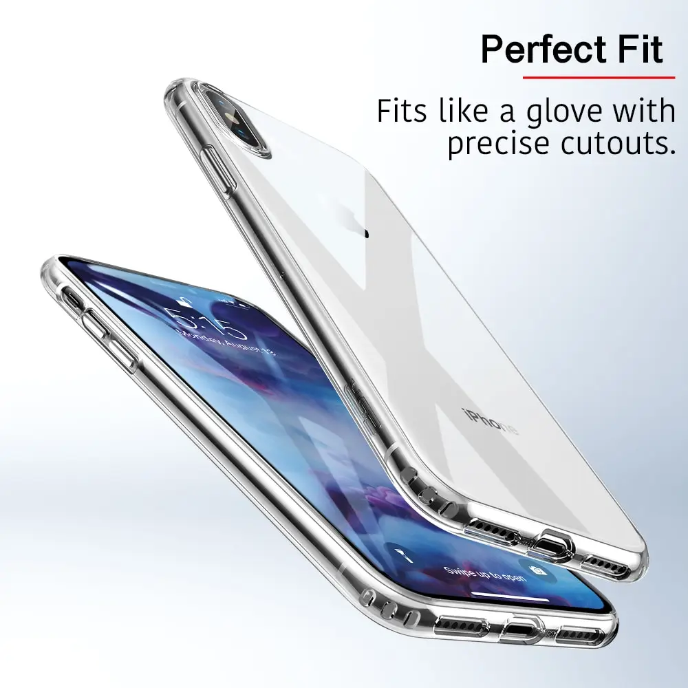 
ESR Crystal Clear phone case for iPhone X/Xs 5.8 Slim Soft Flexible TPU Cover case for new iphone xs support wireless charge 