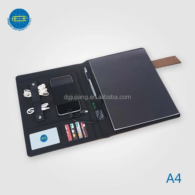 
2017 factory new design product pu leather power bank portfolio with USB 