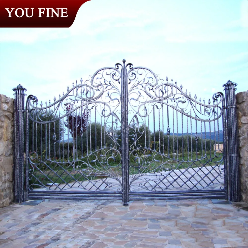 Высококачественные кованые железные ворота для двора простые продажи