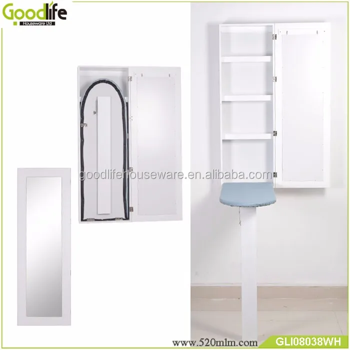 Wholesale foldable storage cabinet ironing board with mirror wall mounted folding iron table