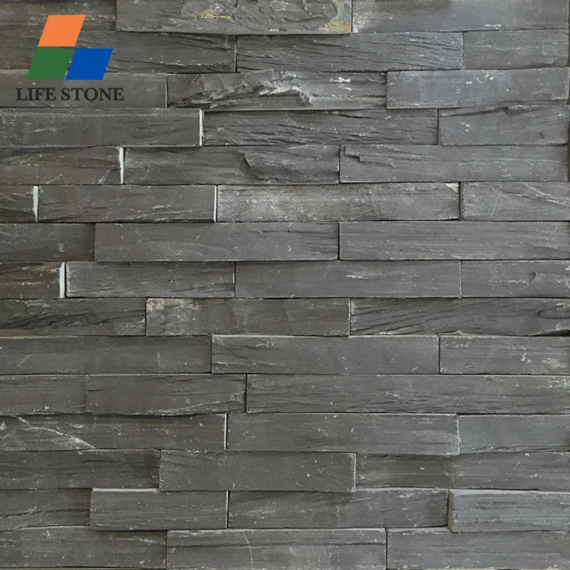 Хорошее качество серый и черный натуральный камень культивирования сланцевый декоративный для наружной стены дома