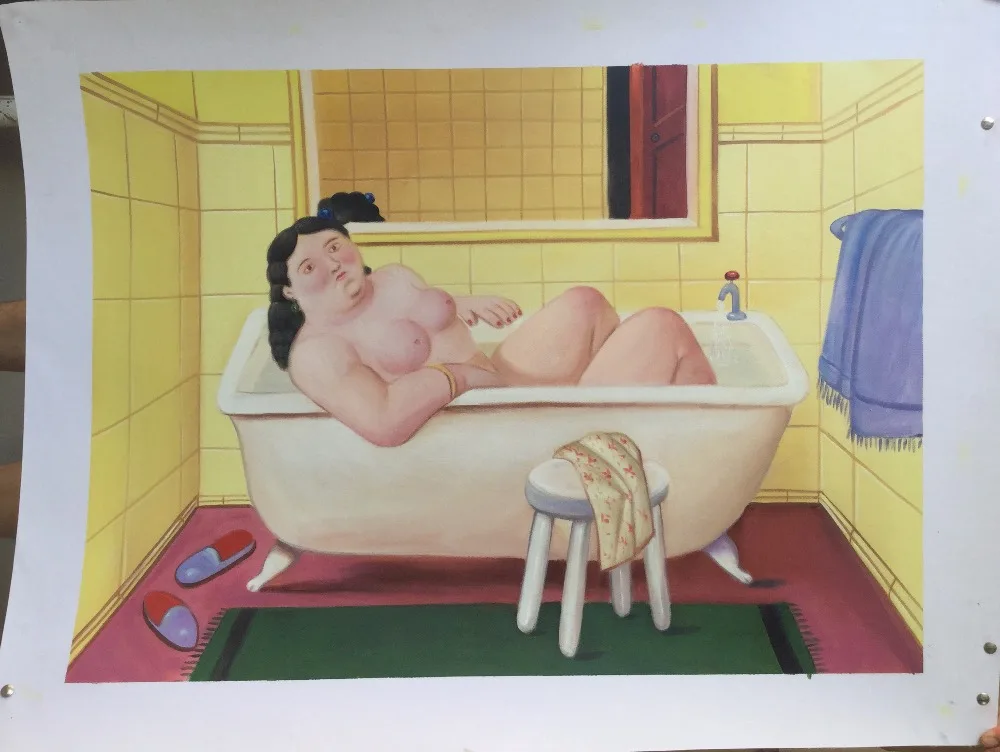 Botero Reproduction Handmade Fat Mona Lisa Canvas Art Oil Painting For Hotel Lobby Office Home Decor