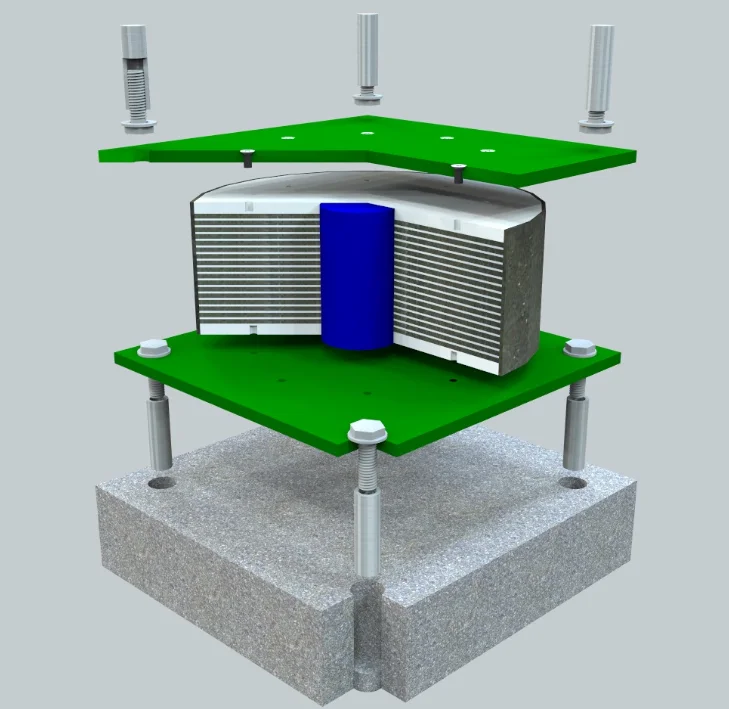 Rubber type bearing with lead plug for bridge
