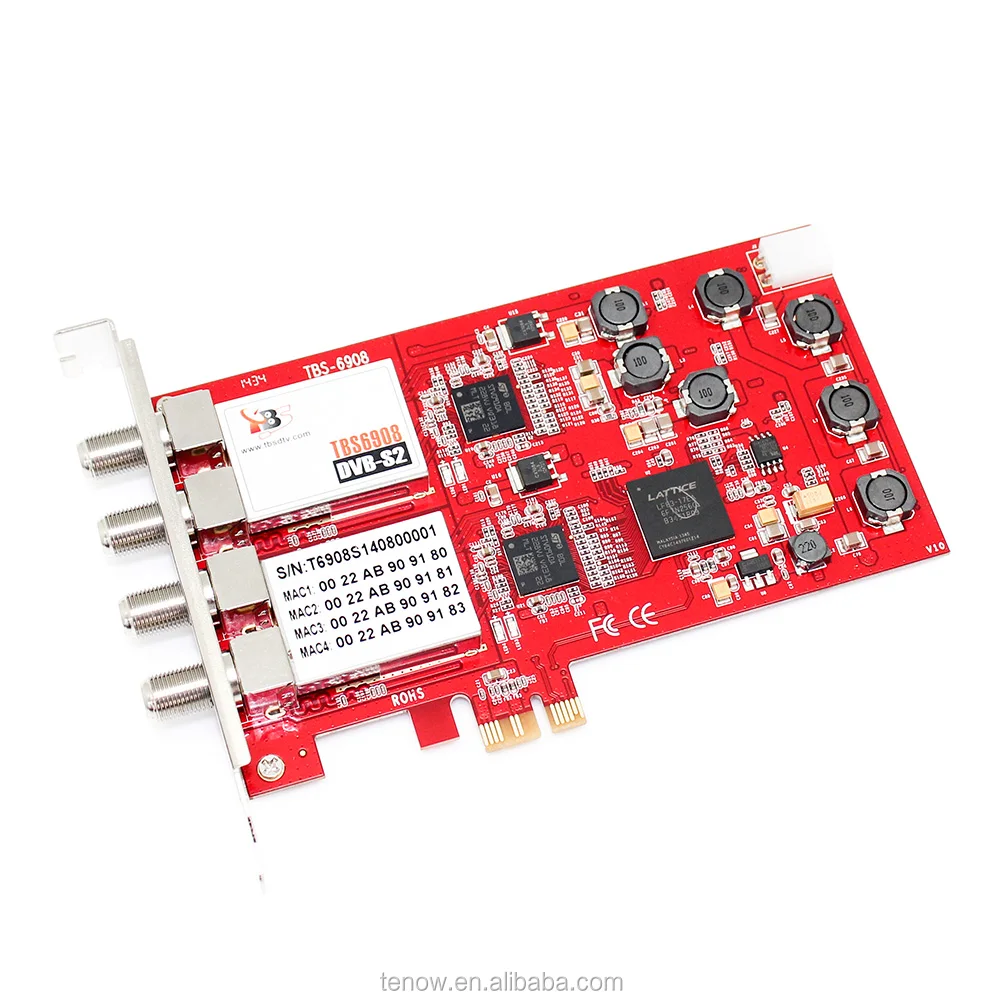 Профессиональный цифровой спутниковый четырехъядерный ТВ-тюнер TBS6908 DVB-S2 Quad тюнер карта PCIe