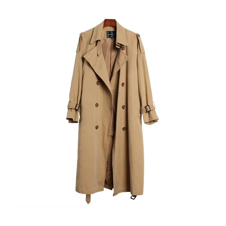 Fashionable New Arrival design  Solid color Cotton long Trench Coat for Women