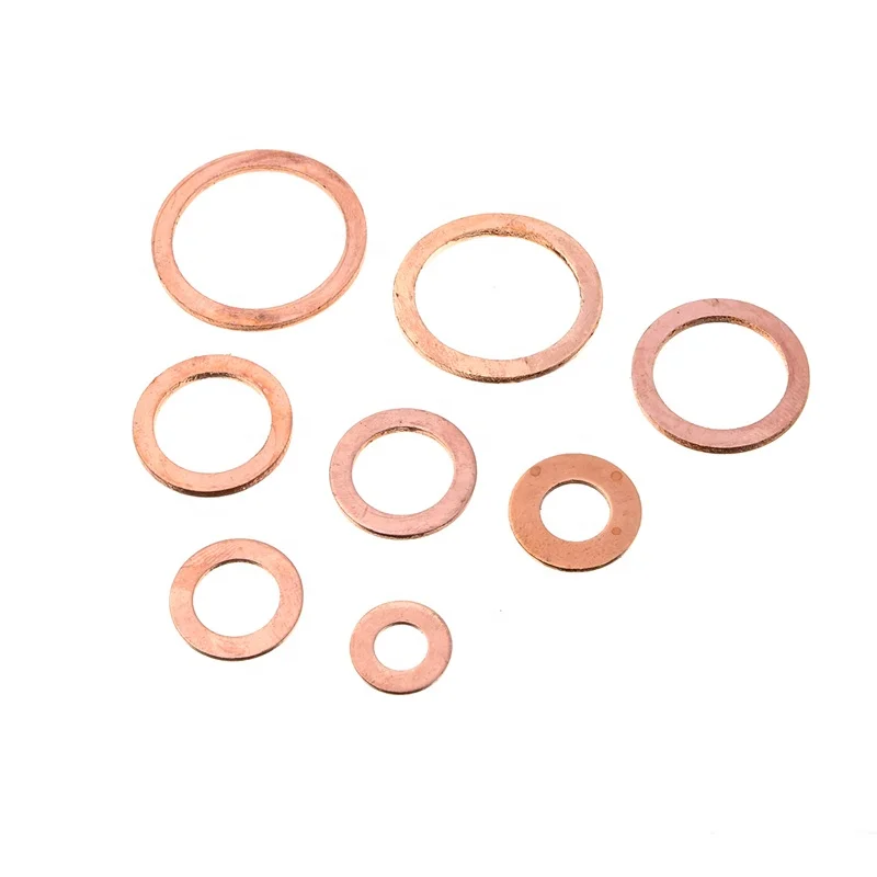 Urlwall 400Pcs Assorted Copper Washer Gasket Set M6-M22 Flat Ring Seal Assortment Kit with Box For Hardware Accessories