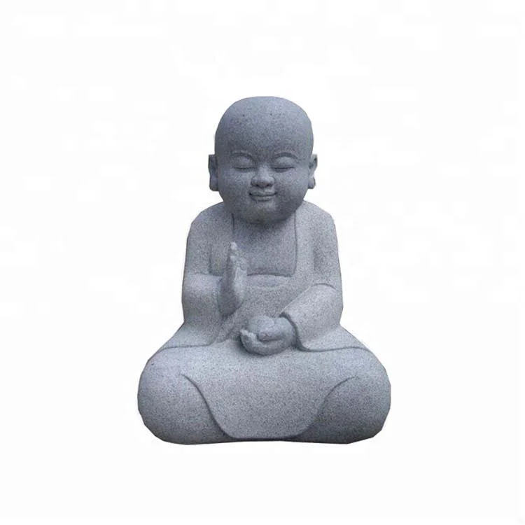 China cute baby sculpture stone granite playing little monk statue for garden or outdoor