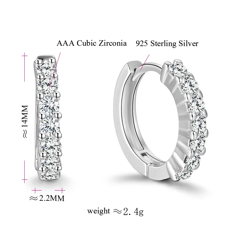 POLIVA Customise 925 Sterling Silver Round Shaped Huggie Hoop Korea Earrings