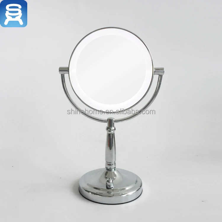 7 inch bathroom desktop makeup mirror/double side LED light make up mirror vanity mirror nickle finishing with dimmer light