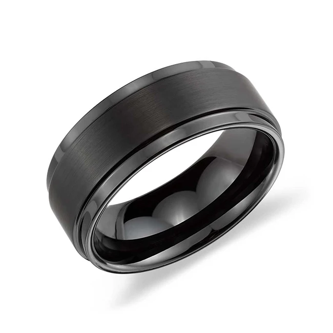 
Hot sell black tungsten carbide ring with red dragon piece design for men 