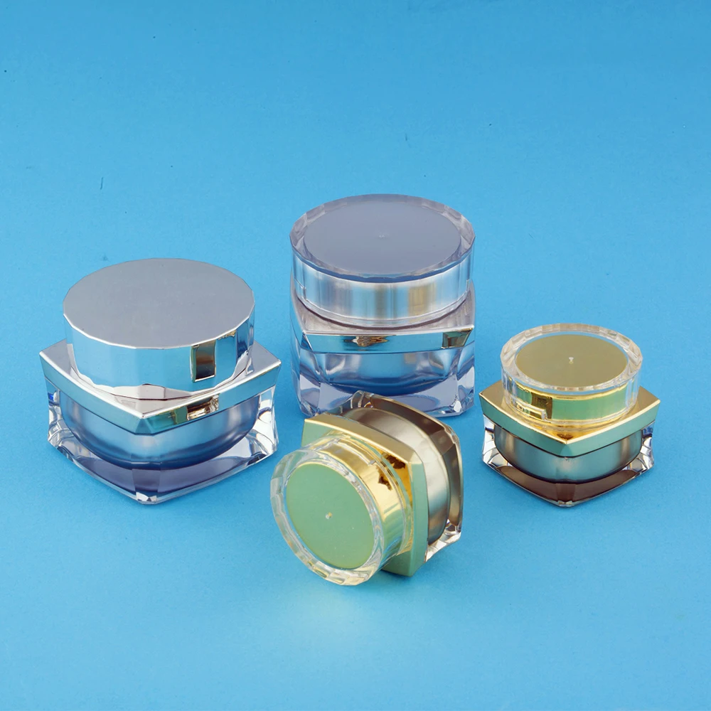 Hengsheng factory wholesale square shaped eco friendly plastic cosmetics containers and packaging acrylic jar with lid 5g 10g