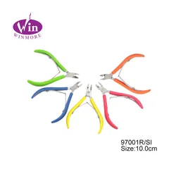 Педикюрный щипчик для кутикулы, нержавеющая сталь, цветная силиконовая ручка, двойная пружина