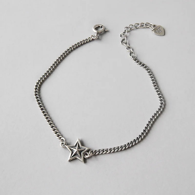 
Maxhen68 Korea handmade s925 Sterling silver fashion personality retro stars bracelet for women 