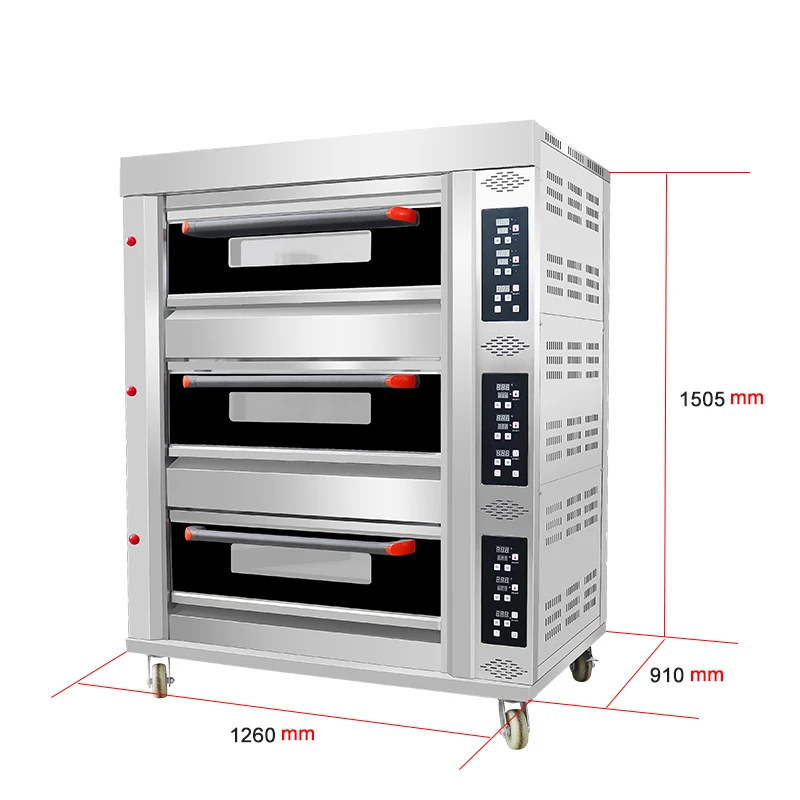 Commercial Kitchen Baking Bread and cake  /bread baking machine bakery equipment for three Deck Bakery Pizza Oven