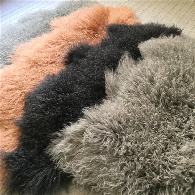 Large Curly Kalgan Lamb Fur Plate Cheap Tibetan Sheepskin