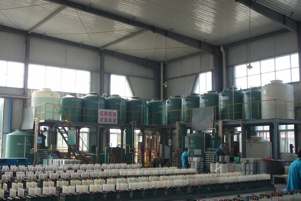 
Fully automatic sulfuric acid mixing plant with acid densities freely select-able in 0.001g/cm3 steps 