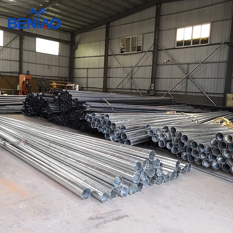 Single or double arms steel pole round street light pole for sale