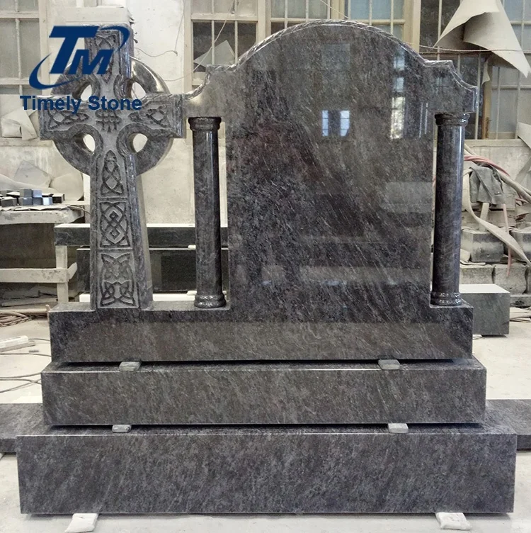 
Irish black granite cemetery grave carved tombstone gravestone celtic cross headstones monument 