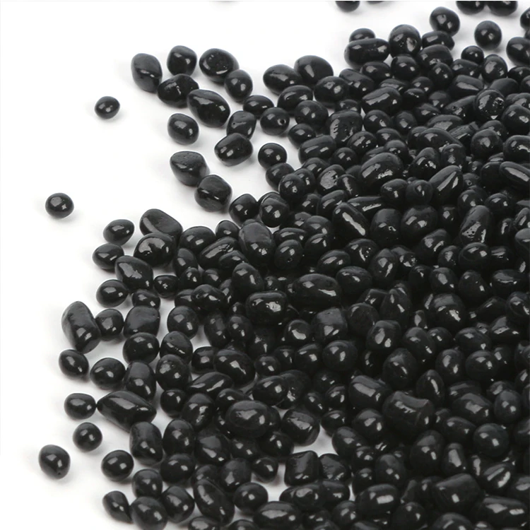 Decorative Flat Black Round Fire Pit Glass Stones Rocks for Fire Pit Fire Bowls Fireplace Planter Decoration