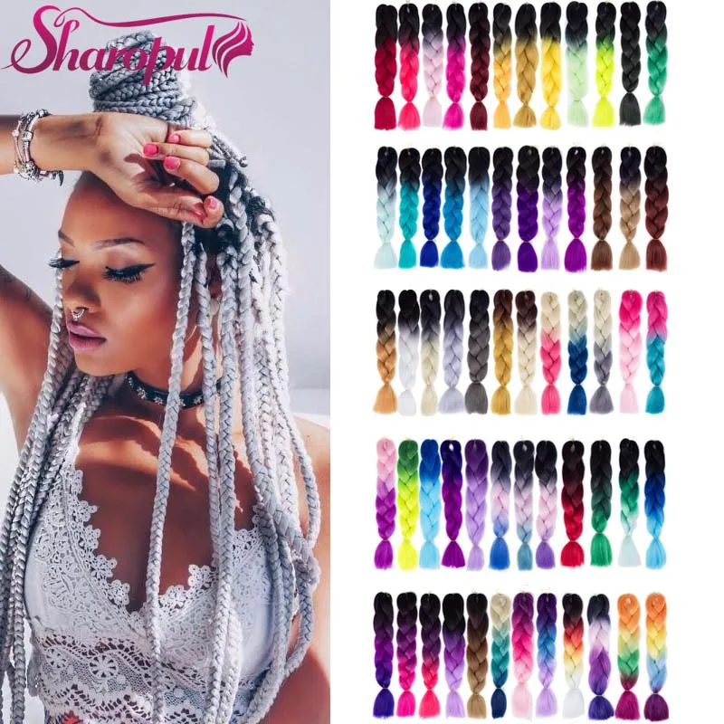 Top Quality Fiber 48inch 60colors Synthetic Jumbo Braid Hair For Crochet Ombre Braiding Hair Extensions