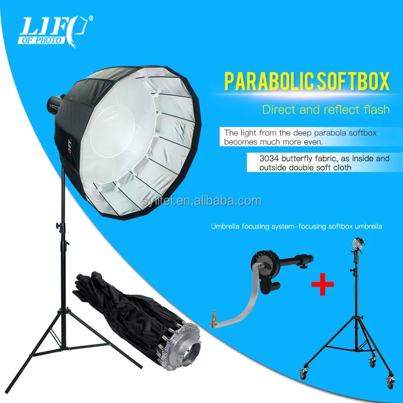SK-240FS Deep Parabolic Umbrella Softbox Reflective focusing kit, Professional Photography Photo Studio Light