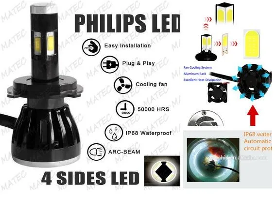 2017 good led car lamp 9005 h1 h3 h4 h7 h11 h13 low high beam led headlights for car 4800lm